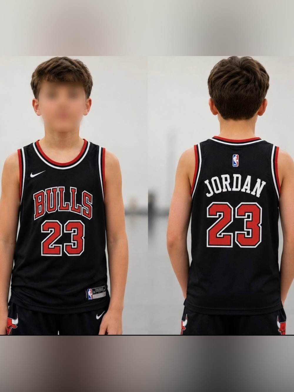 Michael Jordan Bulls #23 Black Basketball Kids Jersey Youth Large 14/16